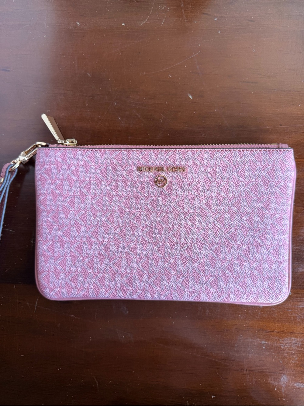 Michael Kors Pink Signature Zip Wristlet Pouch New